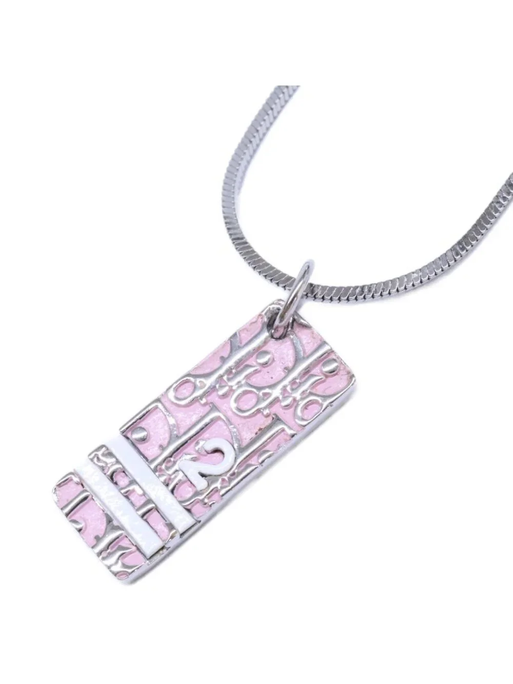 Dior Trotter Plate Necklace Pink